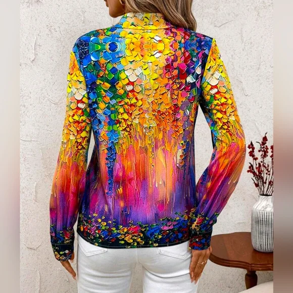 Colorful Abstract Women's Top - Picture 2 of 2